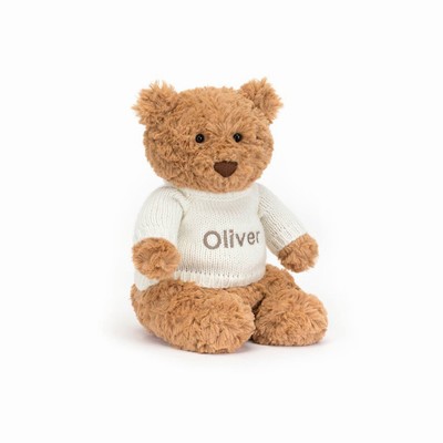 Jellycat Bartholomew Bear with Cream Jumper New Zealand | TWFPY8409